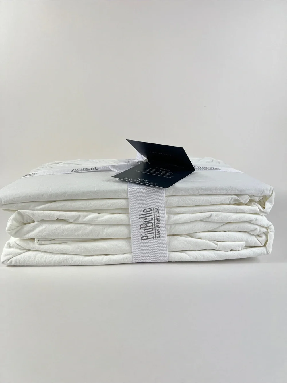 PIUBELLE Ruffled Hem Queen Sheet Set White Cotton Portugal Cottage 4 Pc NEW